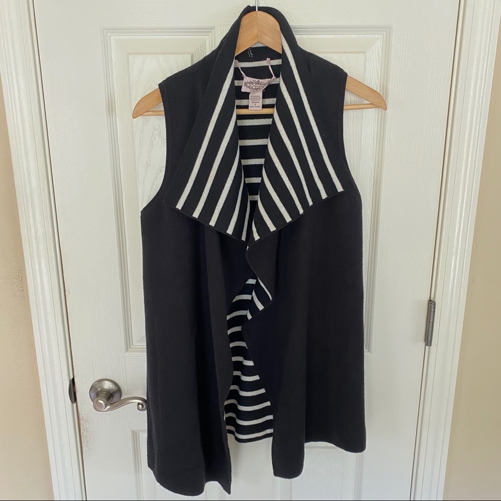 Oliver Black And White Striped Vest - Size Small